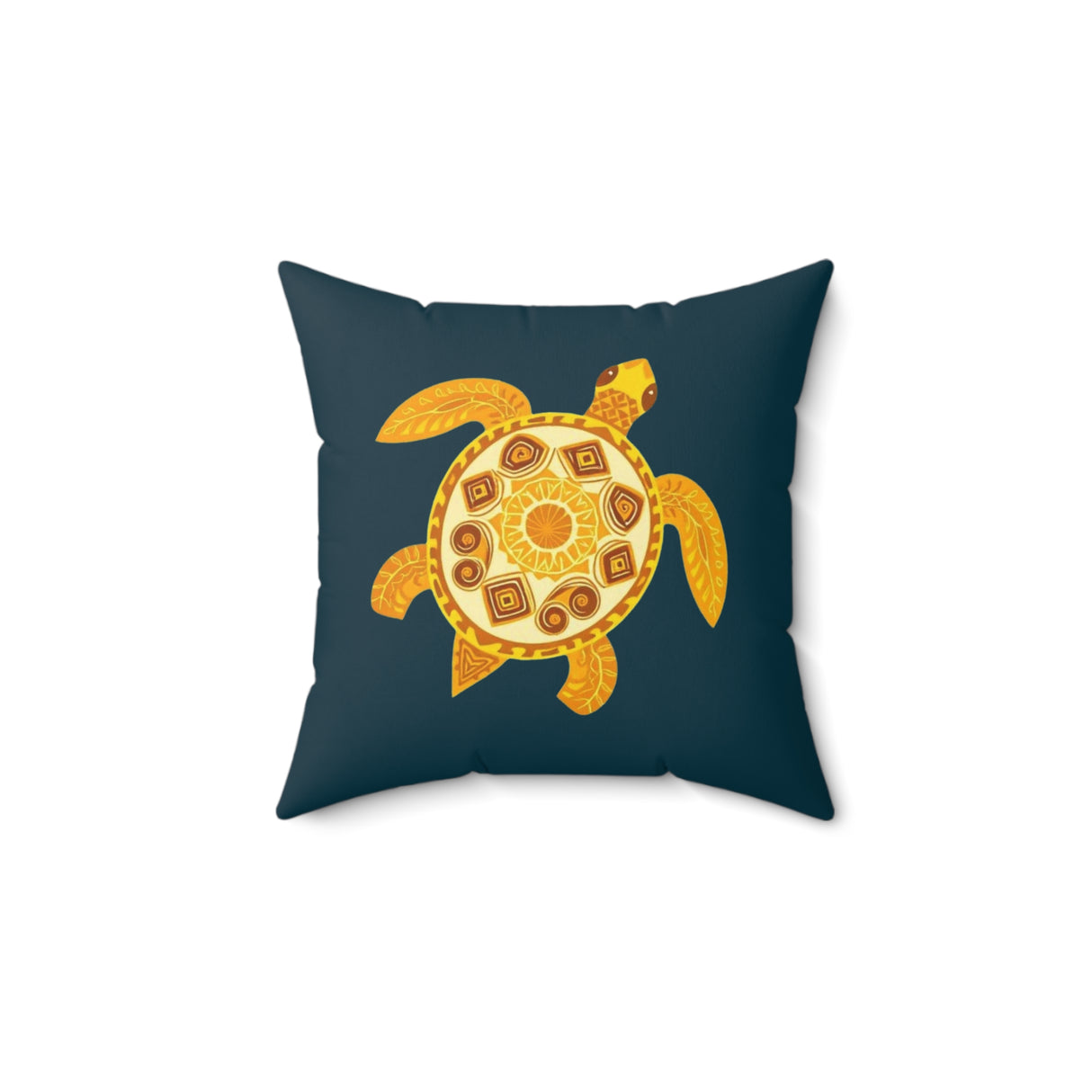 Gold and Dark Blue Sea Turtle Pillow, Faux Suede Pillow - 4 sizes