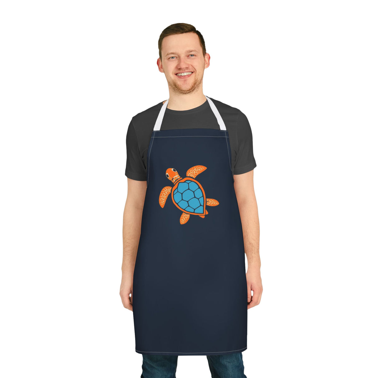 Blue and Orange Sea Turtle Apron - Colorful Kitchen Gift