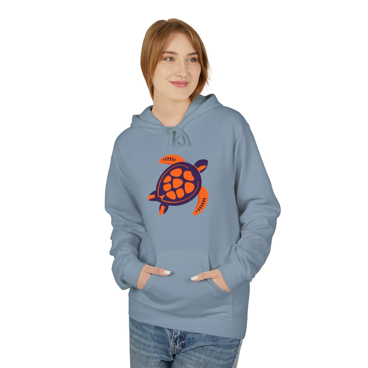 Orange and Purple Mod Art Sea Turtle Hoodie - 8 Colors