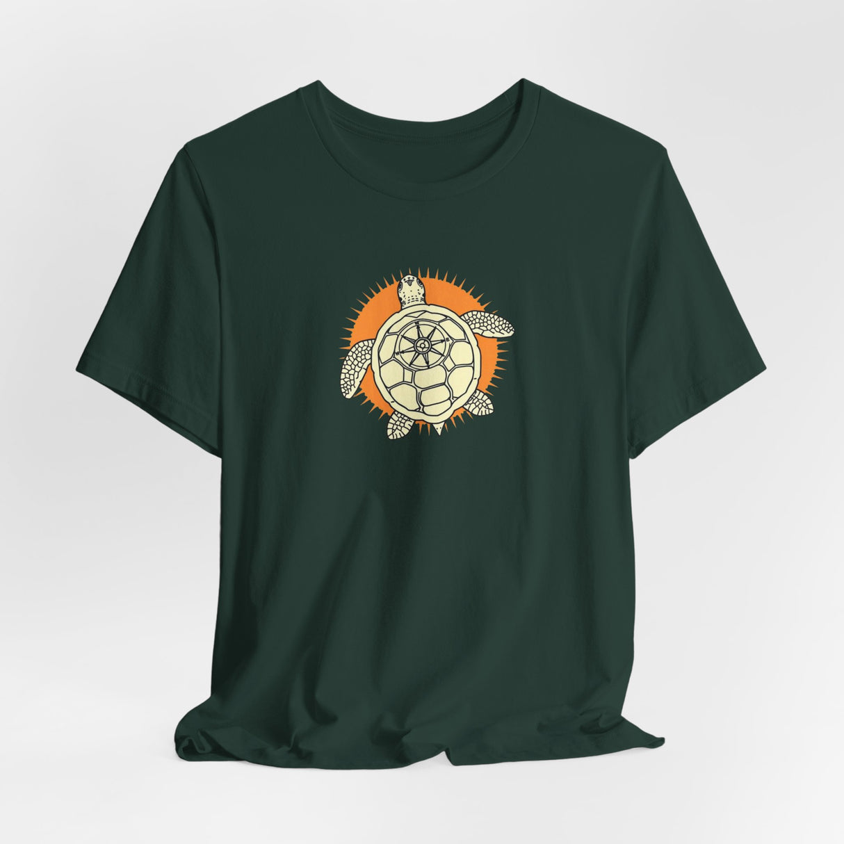 Orange and White Compass Sea Turtle Illustration Tee - 6 colors
