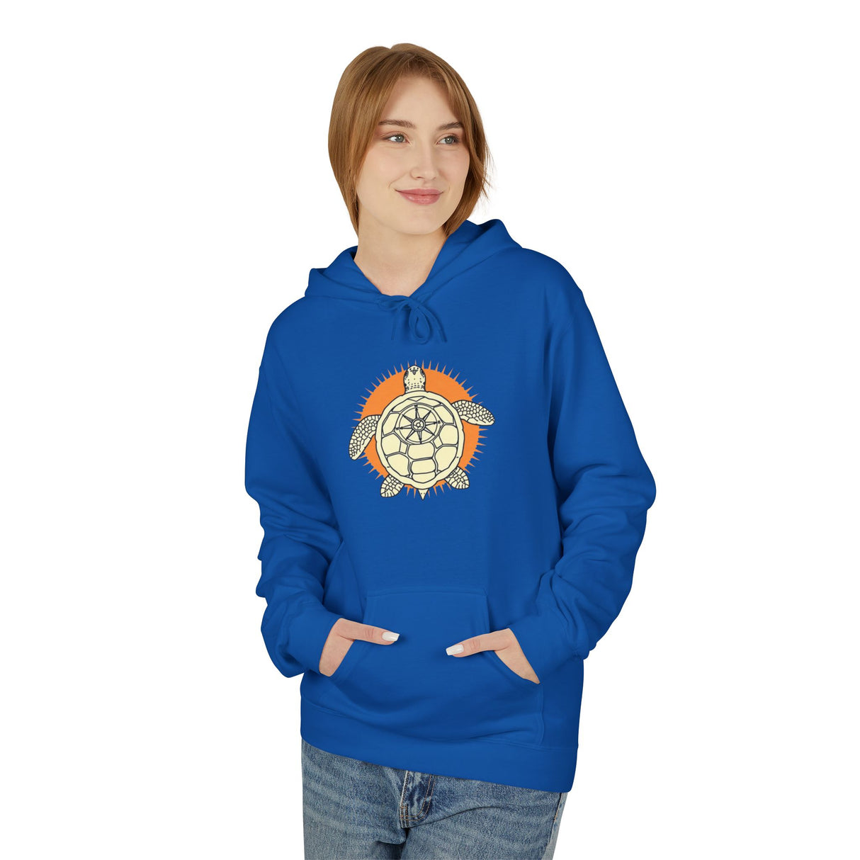 White and Orange Comic Book Art Sea Turtle Hoodie - 5 Colors