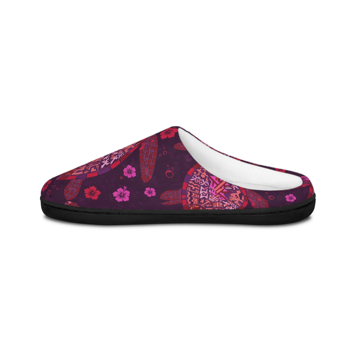 Womens Purple Tropical Sea Turtle Print Indoor Slippers