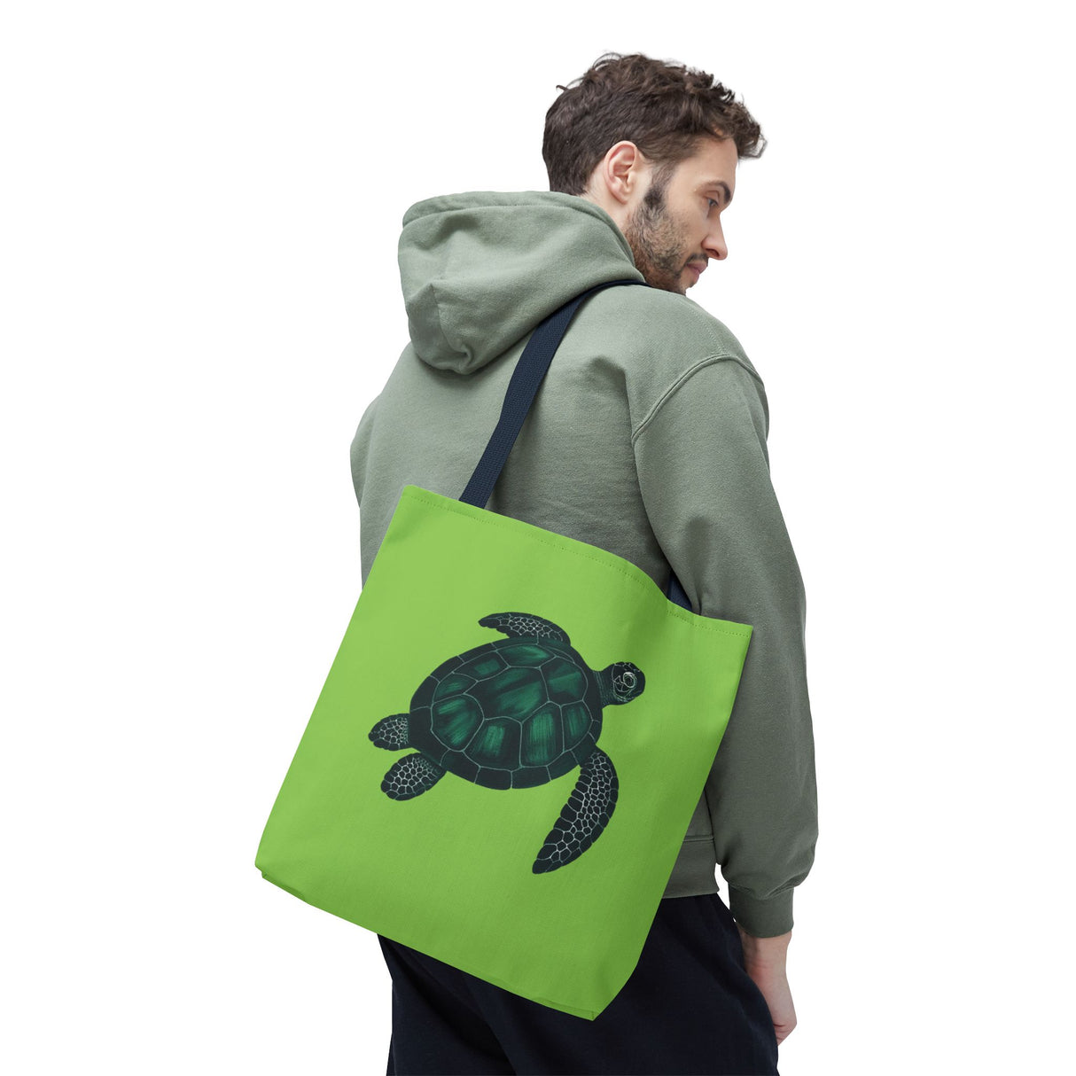 Green Oil Paint Art Sea Turtle Tote Bag - 3 sizes