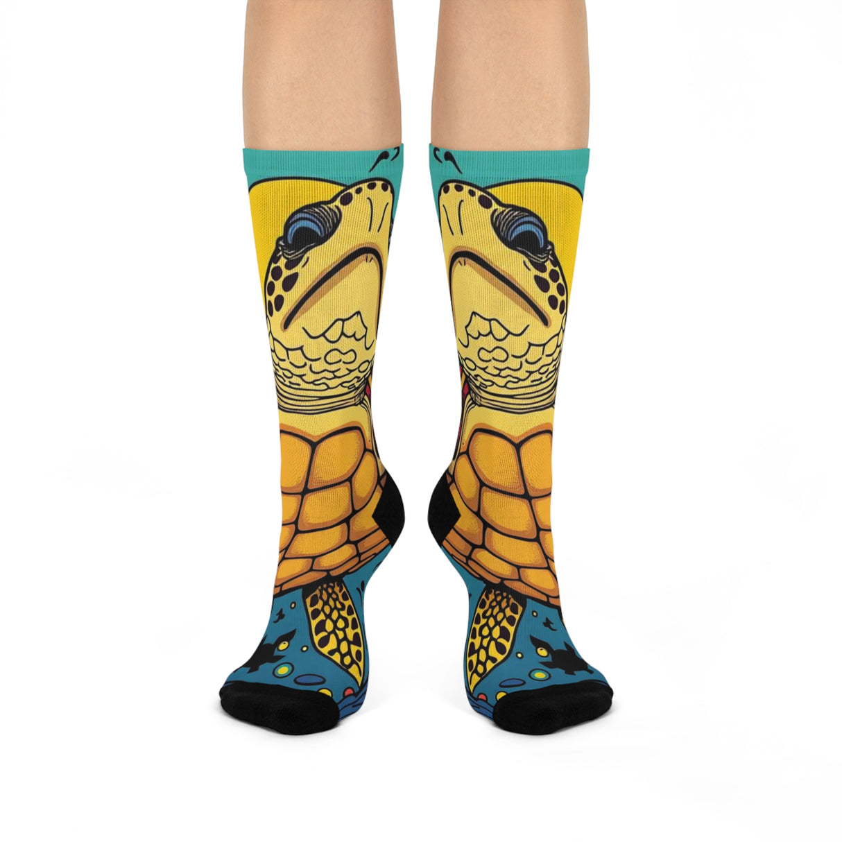 Crazy Cartoon Sea Turtle Cushioned Crew Socks