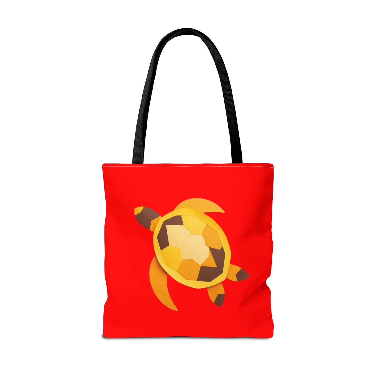 Red and Gold Collage Print Sea Turtle Tote Bag - 3 sizes