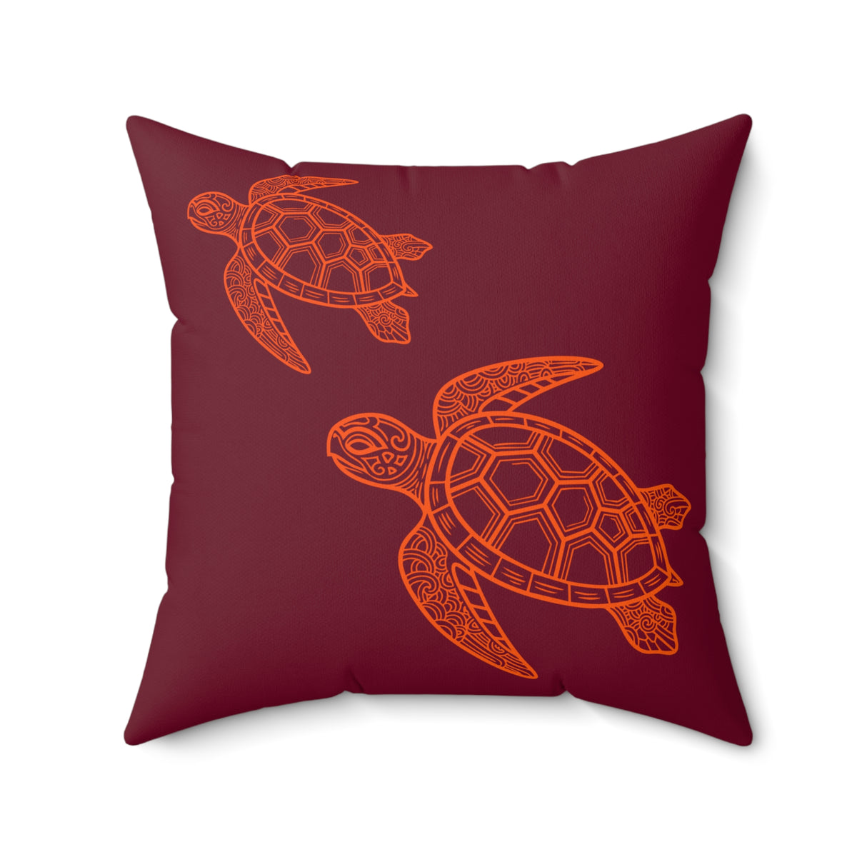 Purple and Orange Tropical Pattern Sea Turtle Faux Suede Pillow - 4 sizes