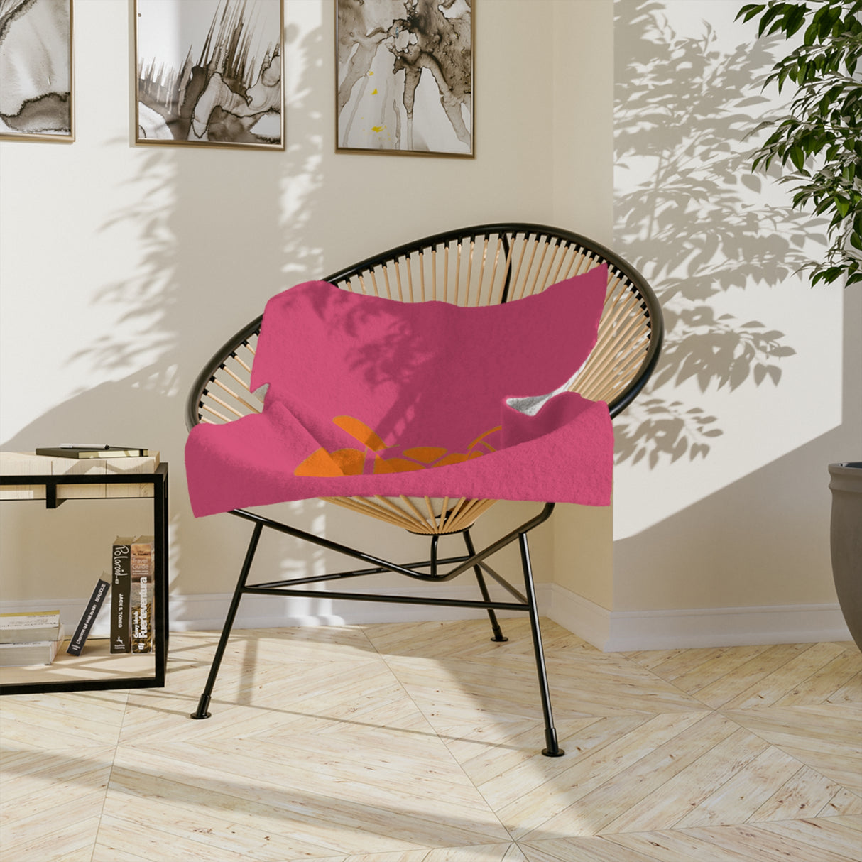 Pink and Orange Sea Turtle -Themed Velveteen Microfiber Blanket - 3 Sizes