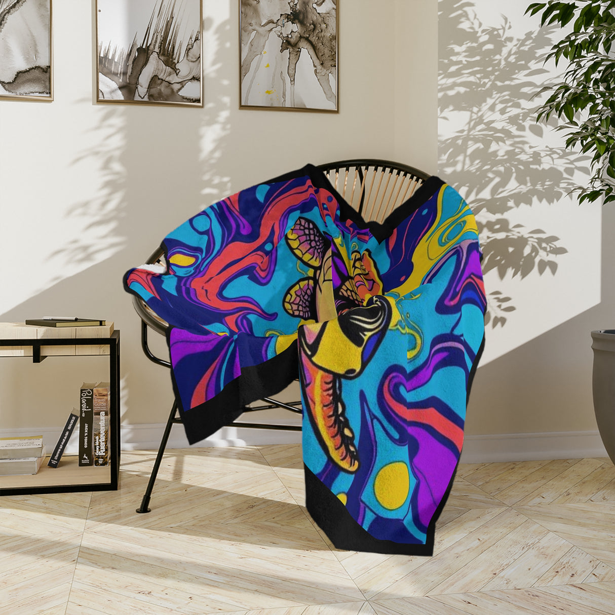 Colorful Sea Turtle-Themed Velveteen Microfiber Blanket - 3 Sizes