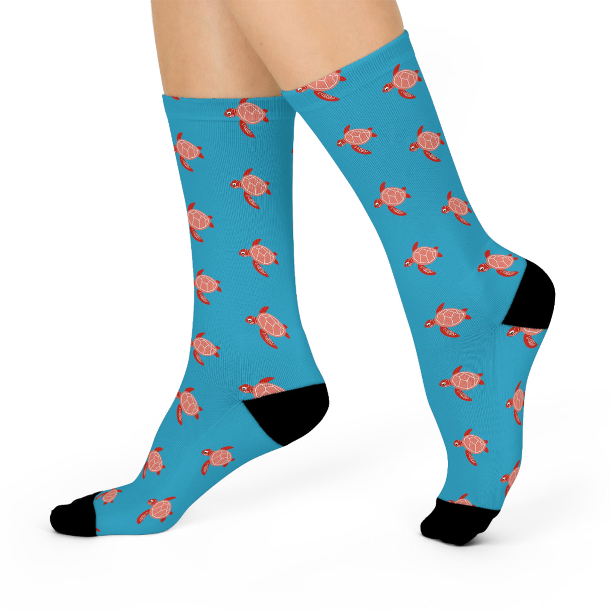 Blue Sea Turtle Cushioned Crew Socks