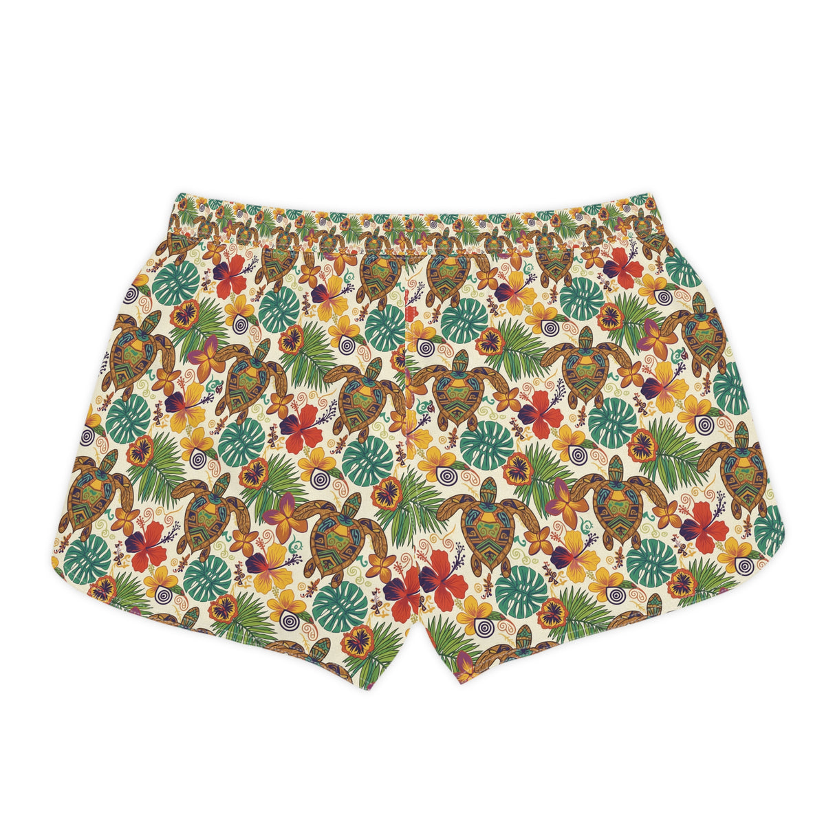 Retro Tropical Sea Turtle Print Womens Shorts