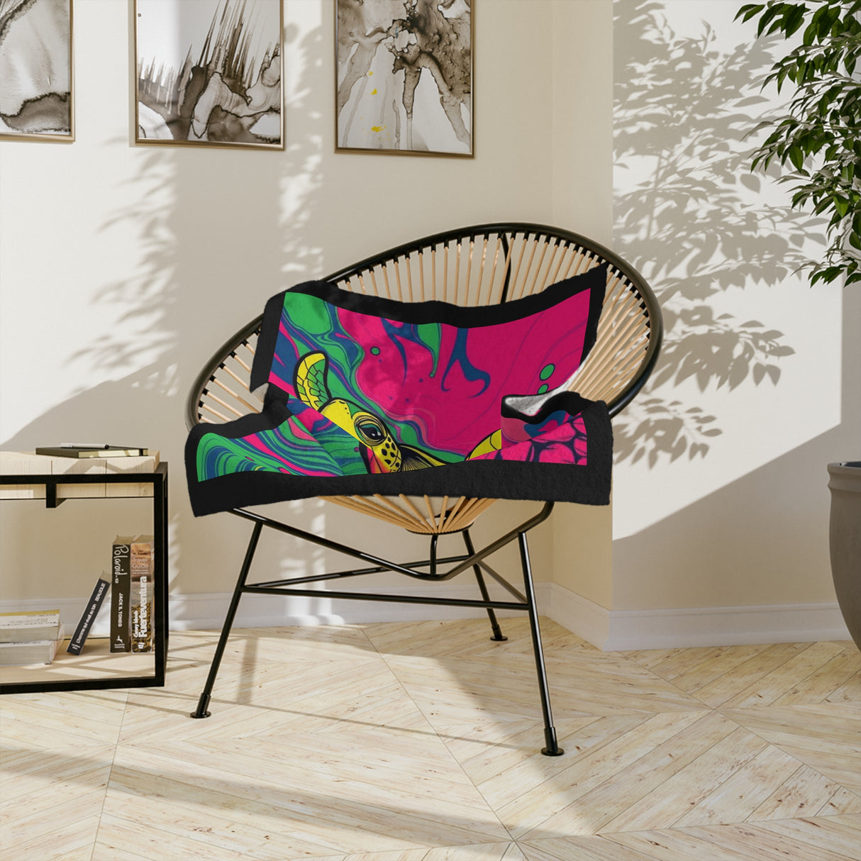 Swirling Sea Turtle-Themed Velveteen Microfiber Blanket - 3 Sizes