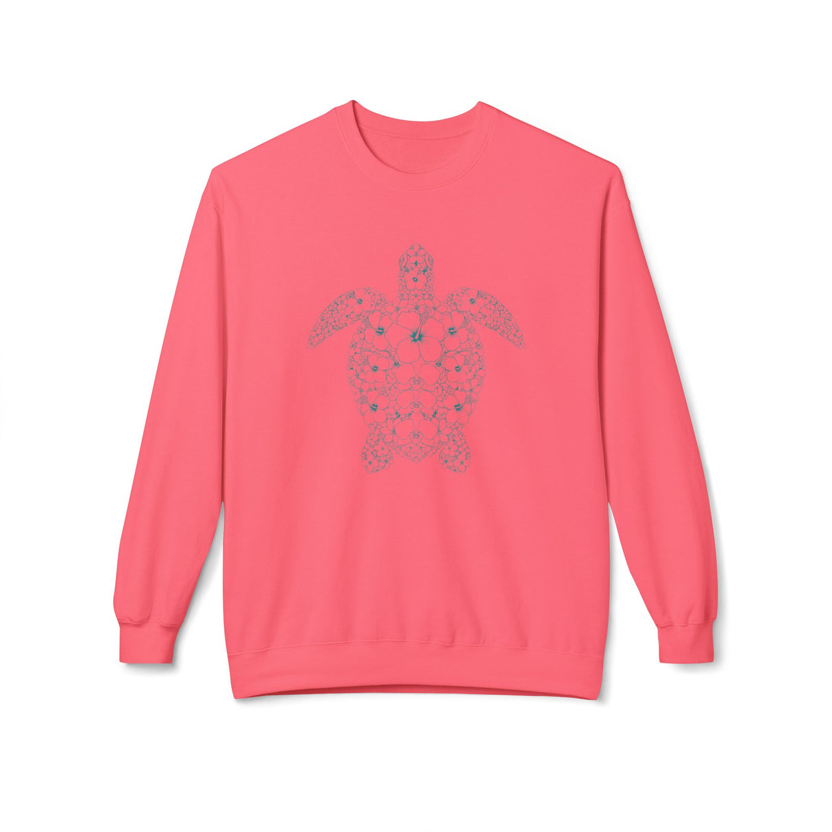 Teal Green Intricate Flowers and Sea Turtle Sweatshirt - 4 colors