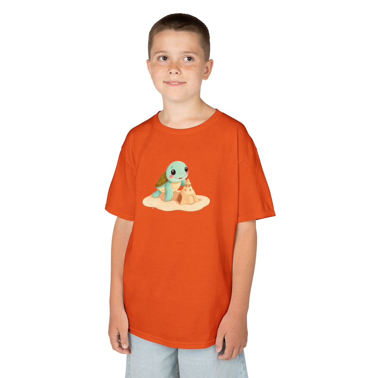 Kids Cute Baby Sea Turtle Sand Castle Cartoon Tee - 8 colors