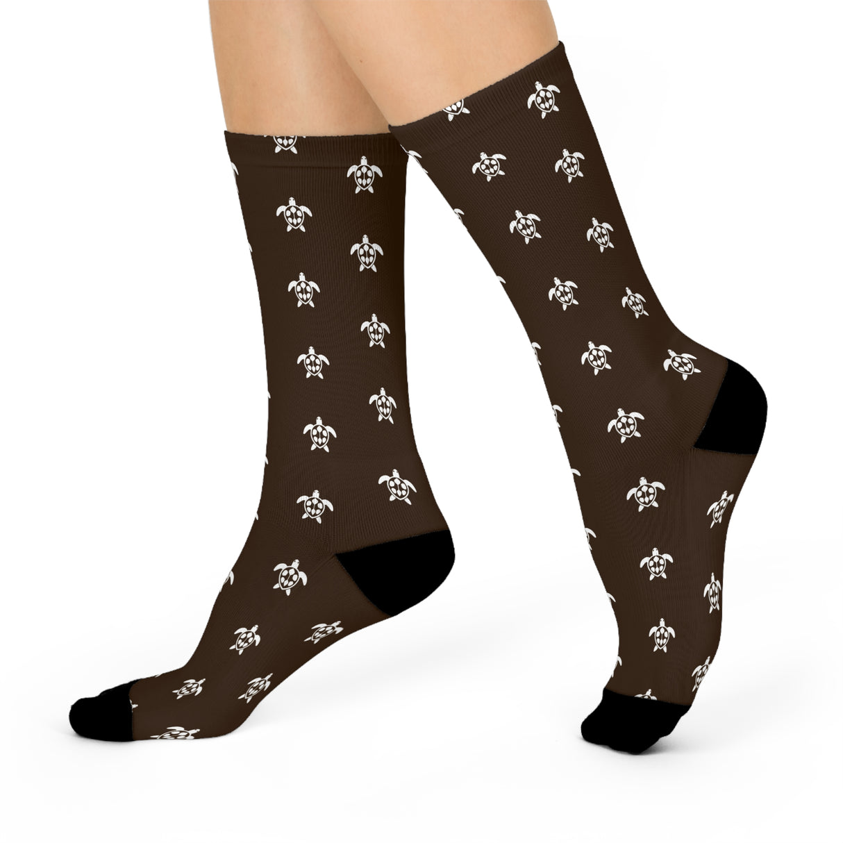 Dark Brown Sea Turtle Cushioned Crew Socks