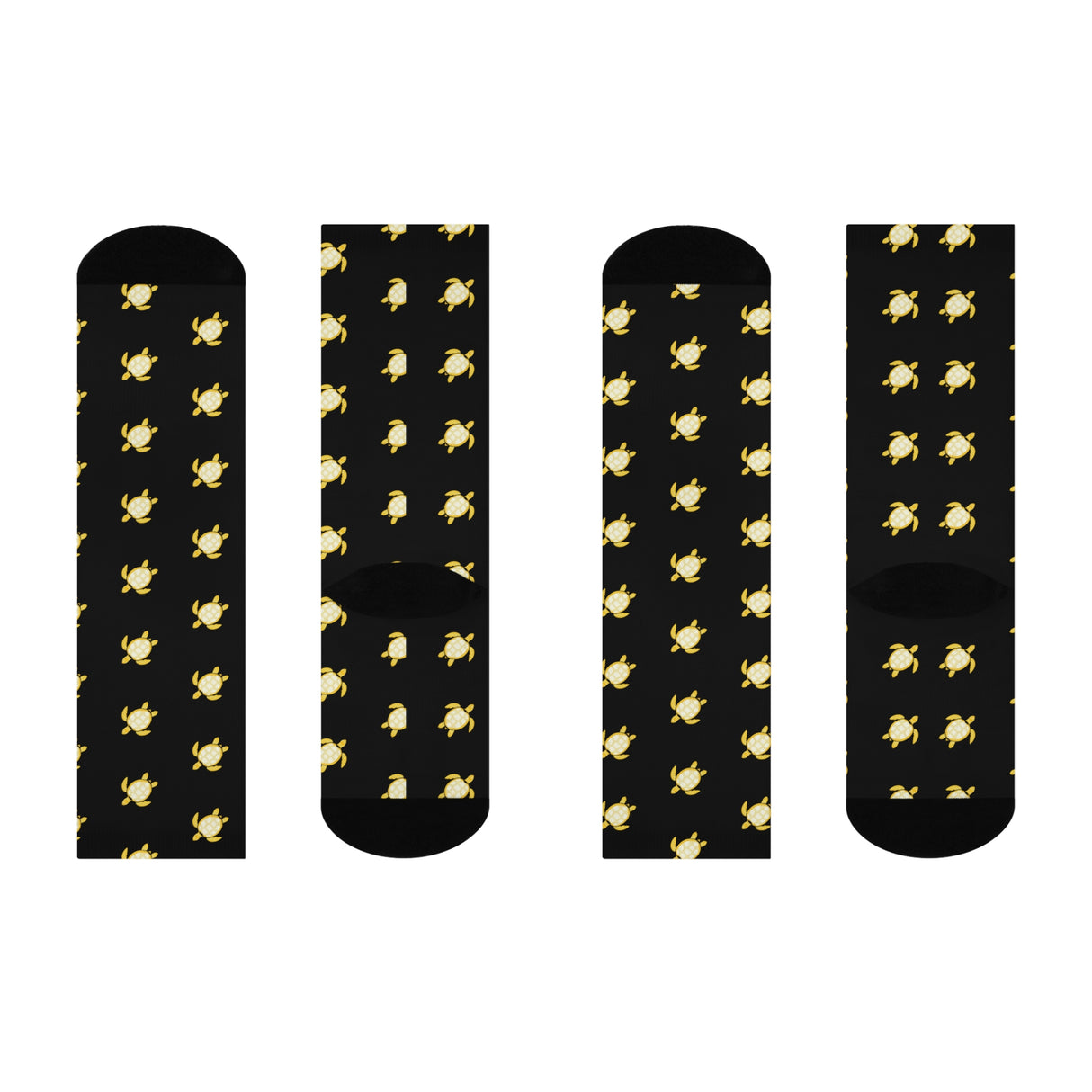 Black and Yellow Sea Turtle Cushioned Crew Socks