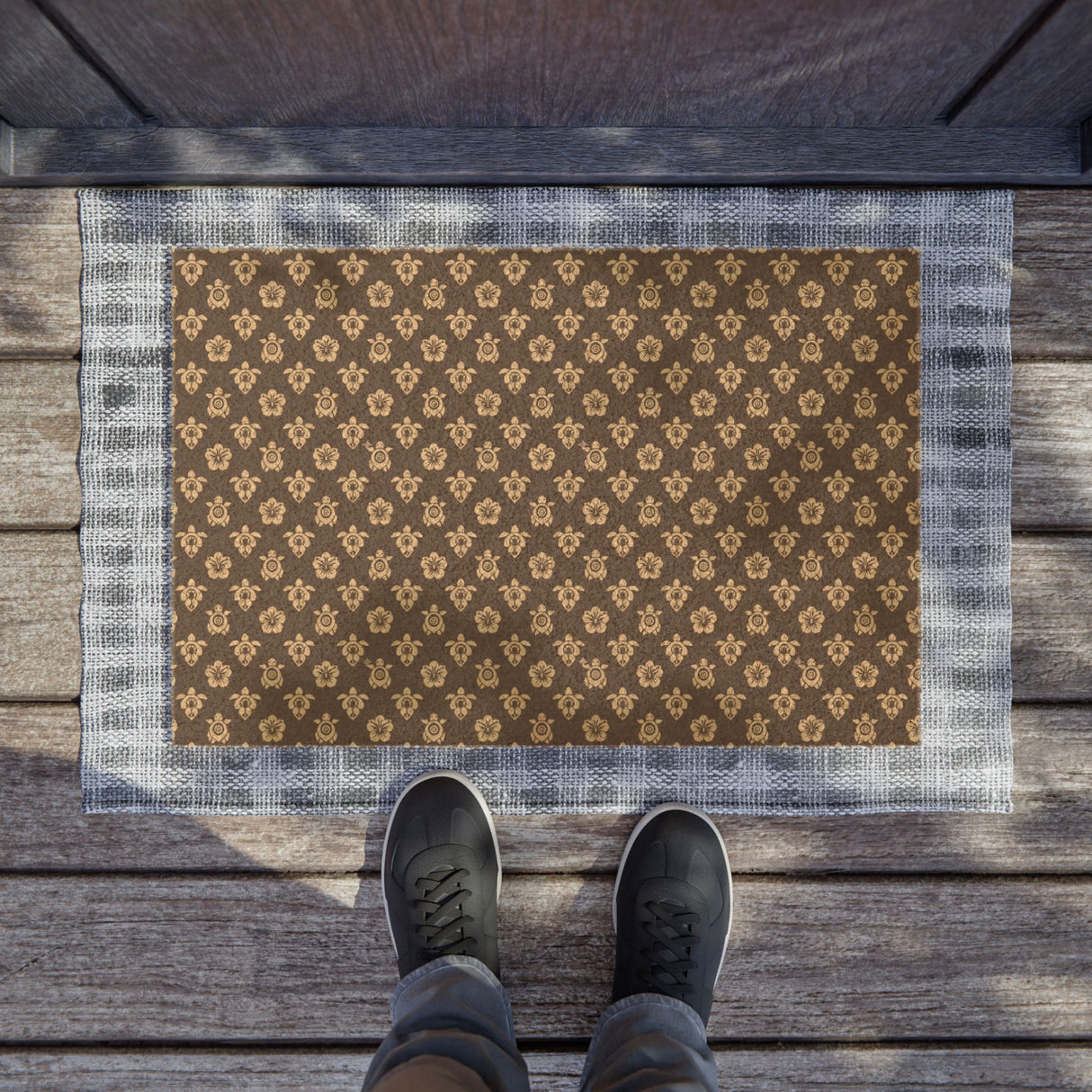 Brown Tropical Sea Turtle Doormat