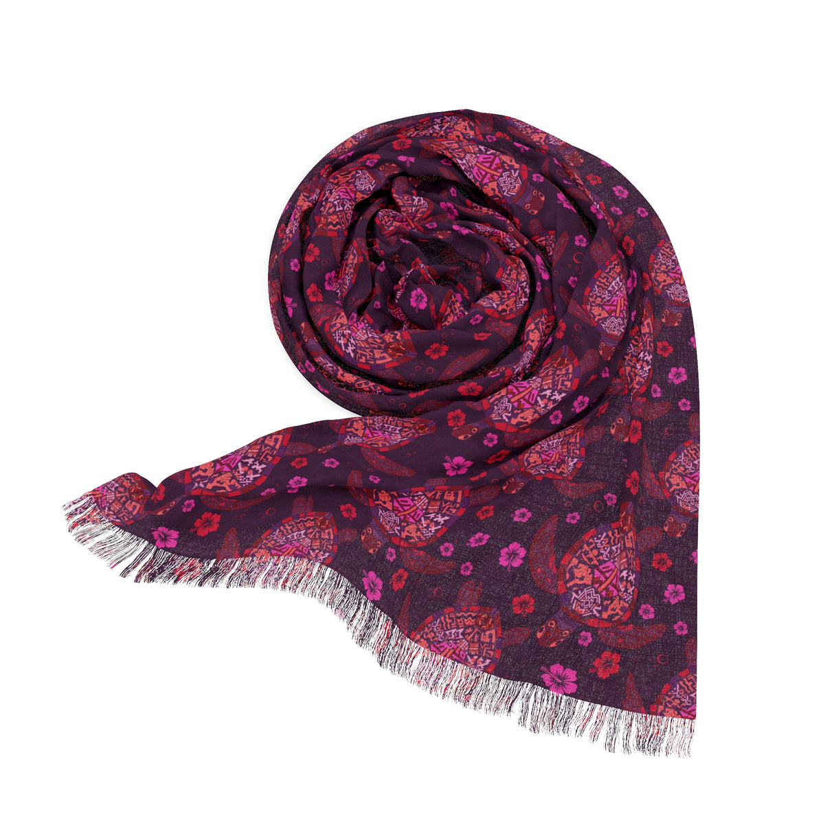 Purple Sea Turtle Print Light Scarf