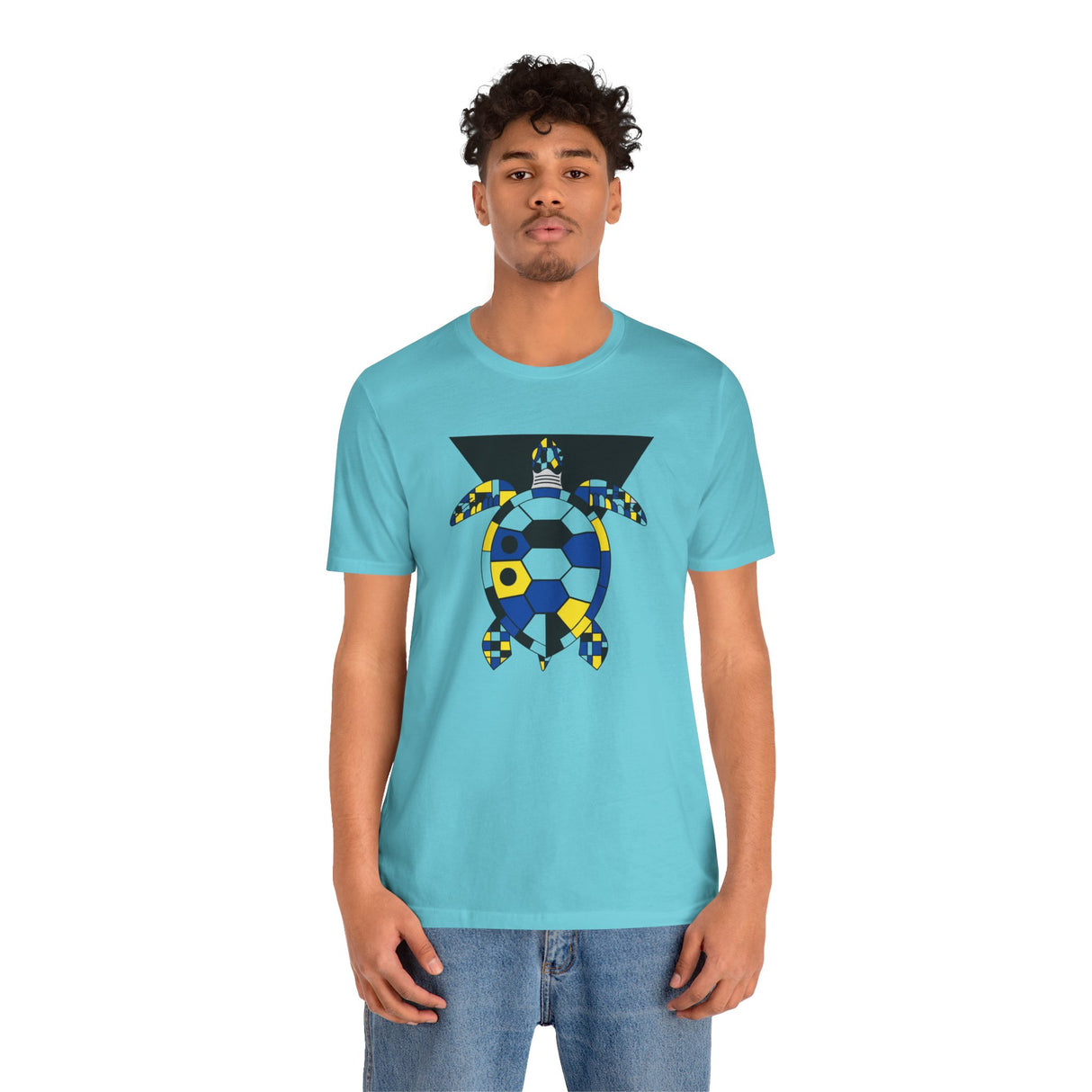Bauhaus Blue Yellow Black Sea Turtle Graphic Tee - 5 Colors