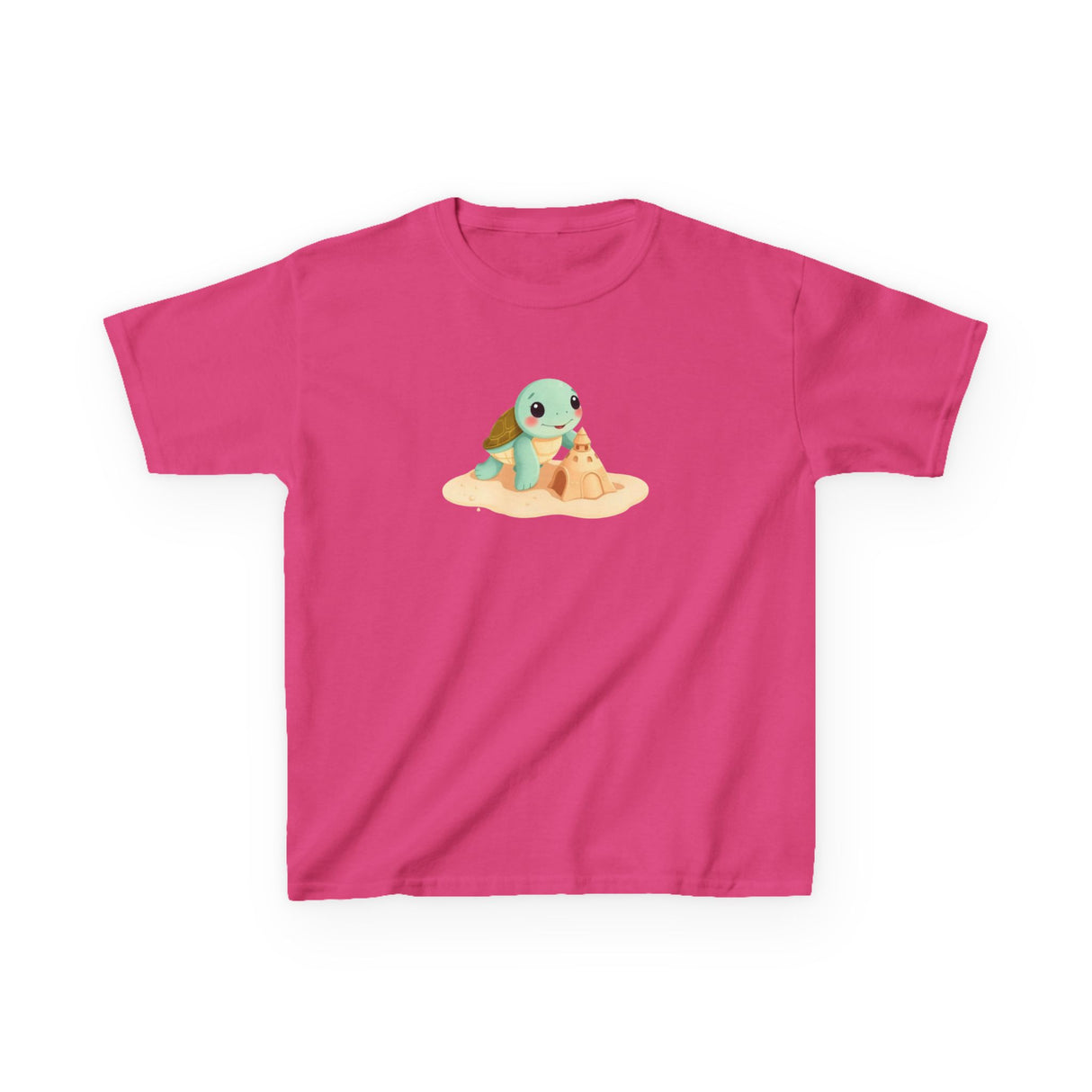 Kids Cute Baby Sea Turtle Sand Castle Cartoon Tee - 8 colors