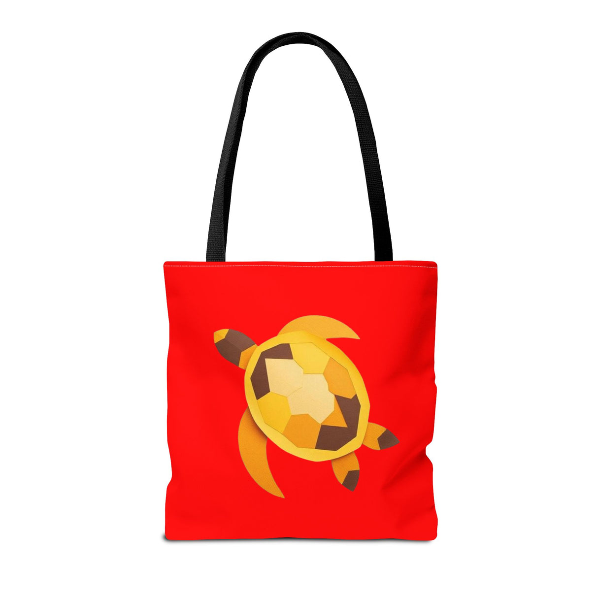 Red and Gold Collage Print Sea Turtle Tote Bag - 3 sizes