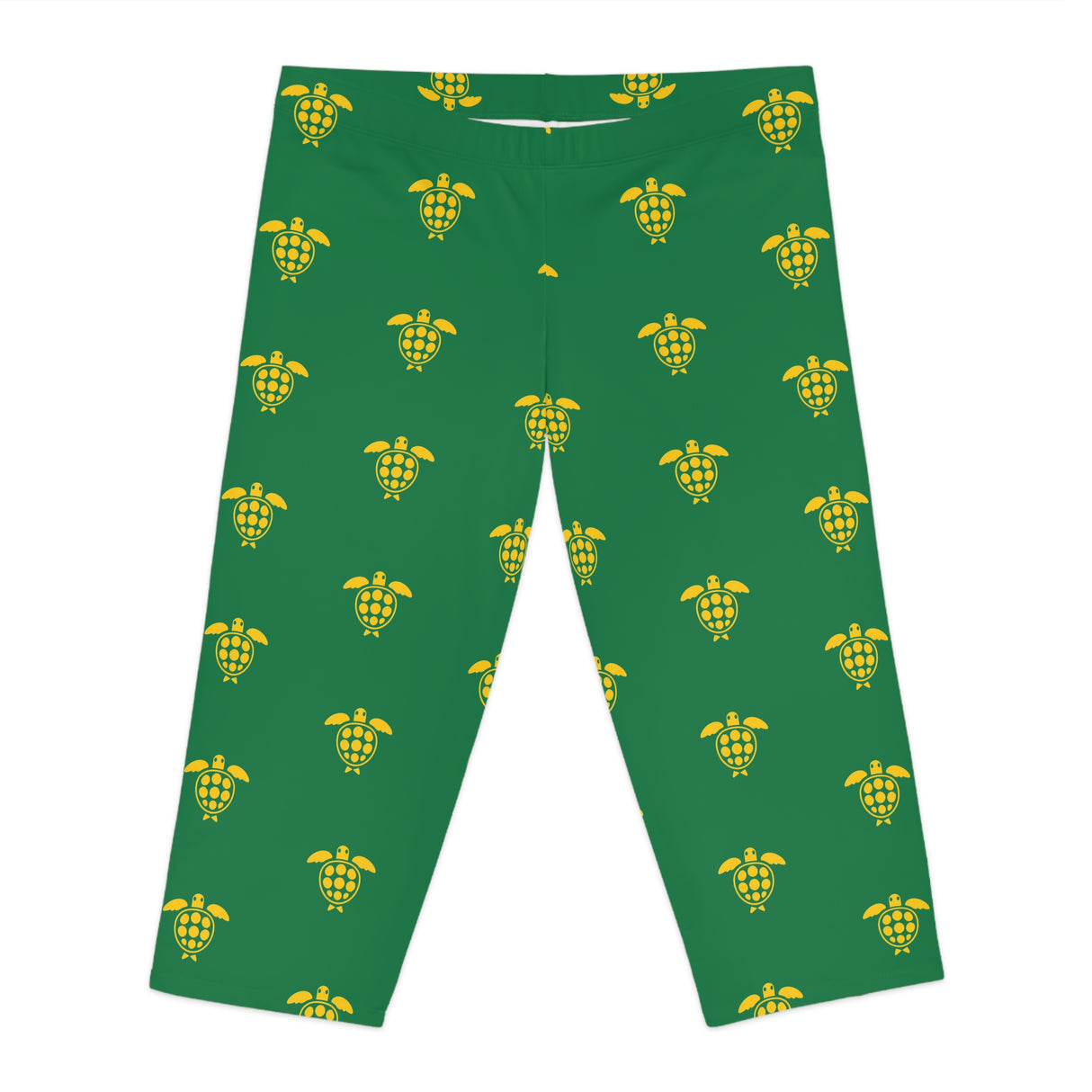 Green and Yellow Sea Turtle Capri Leggings
