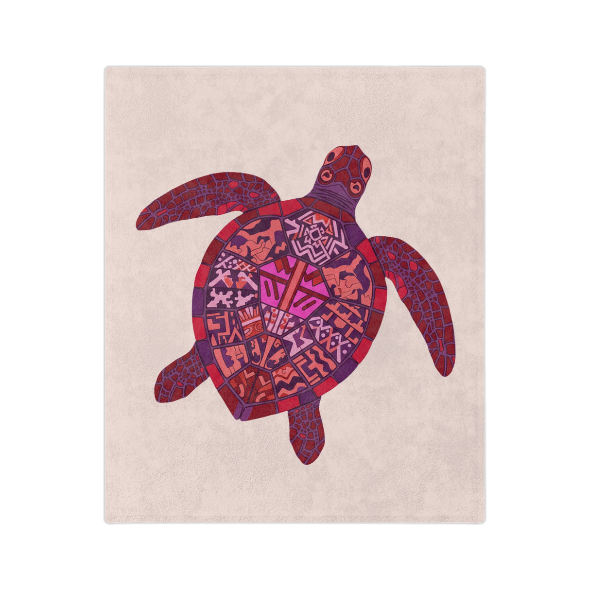 Peach and Purple Sea Turtle-Themed Velveteen Microfiber Blanket - 3 Sizes