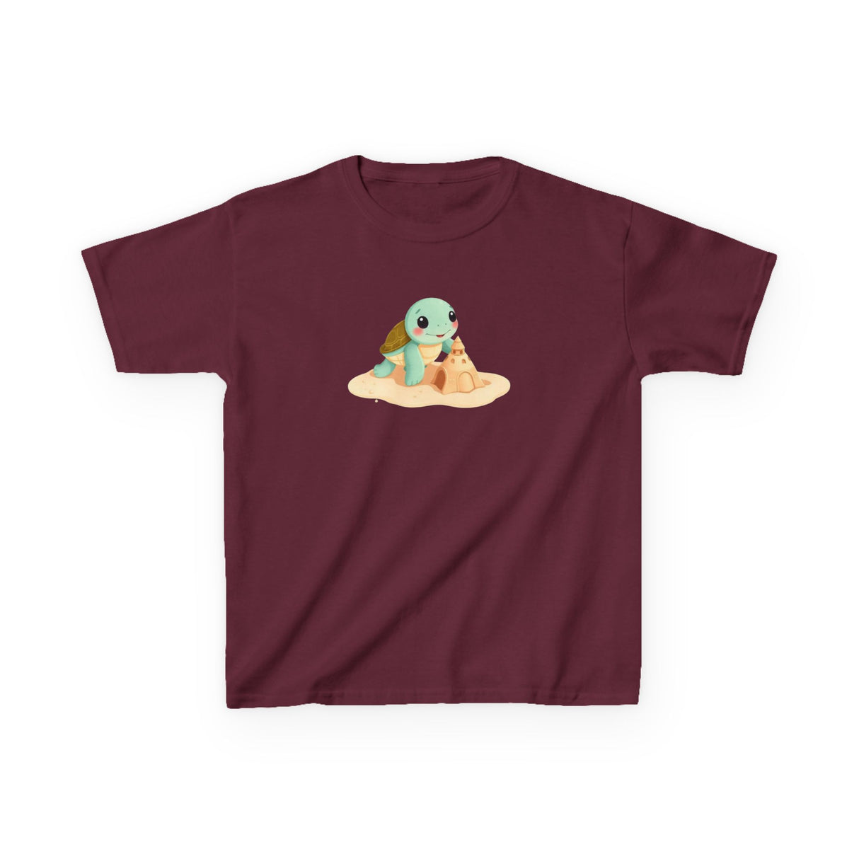 Kids Cute Baby Sea Turtle Sand Castle Cartoon Tee - 8 colors