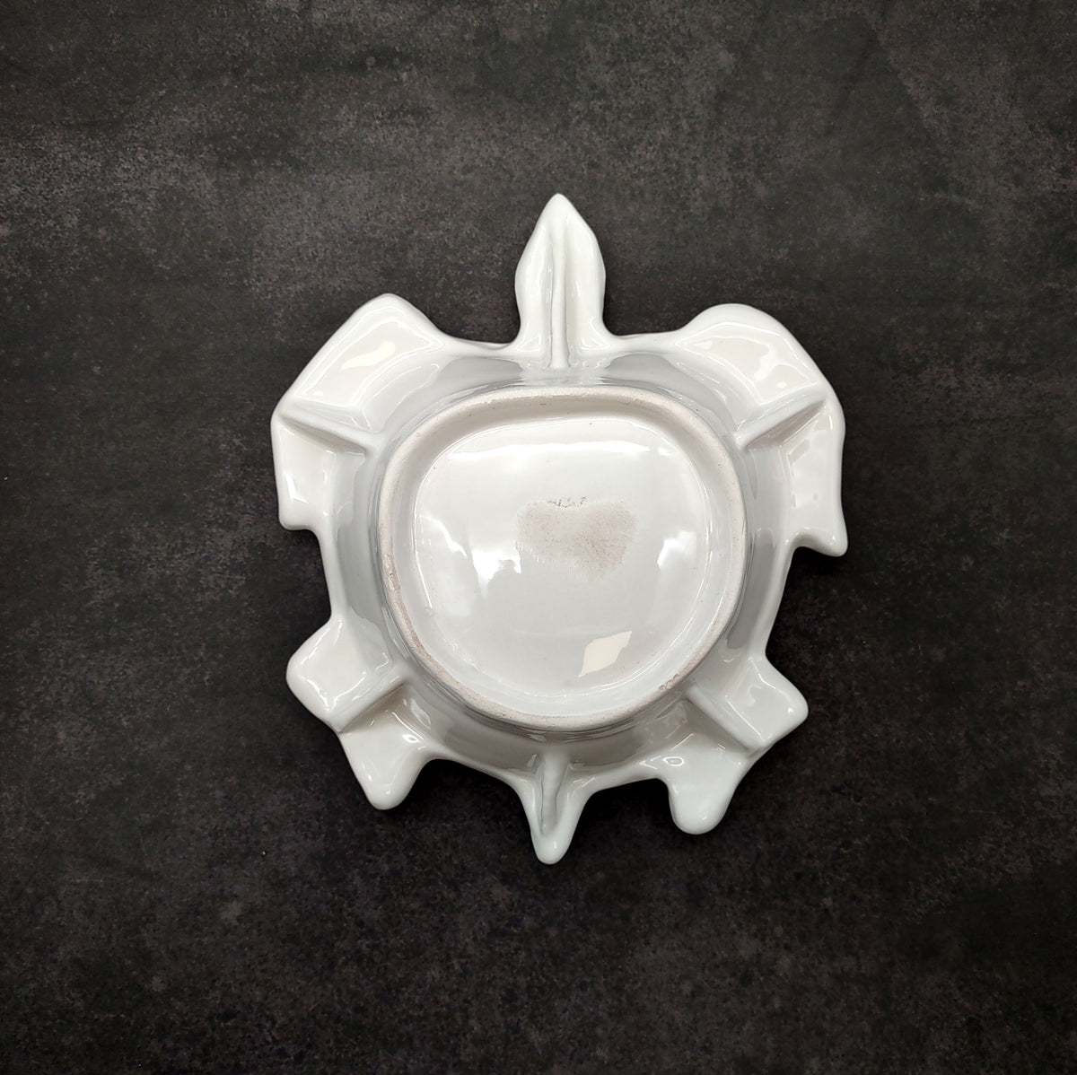 Sea Turtle Glossy White Ceramic Plate (1 dish approx. 6.75+ inches wide) White Turtle Dish for coastal table display & nautical decor!