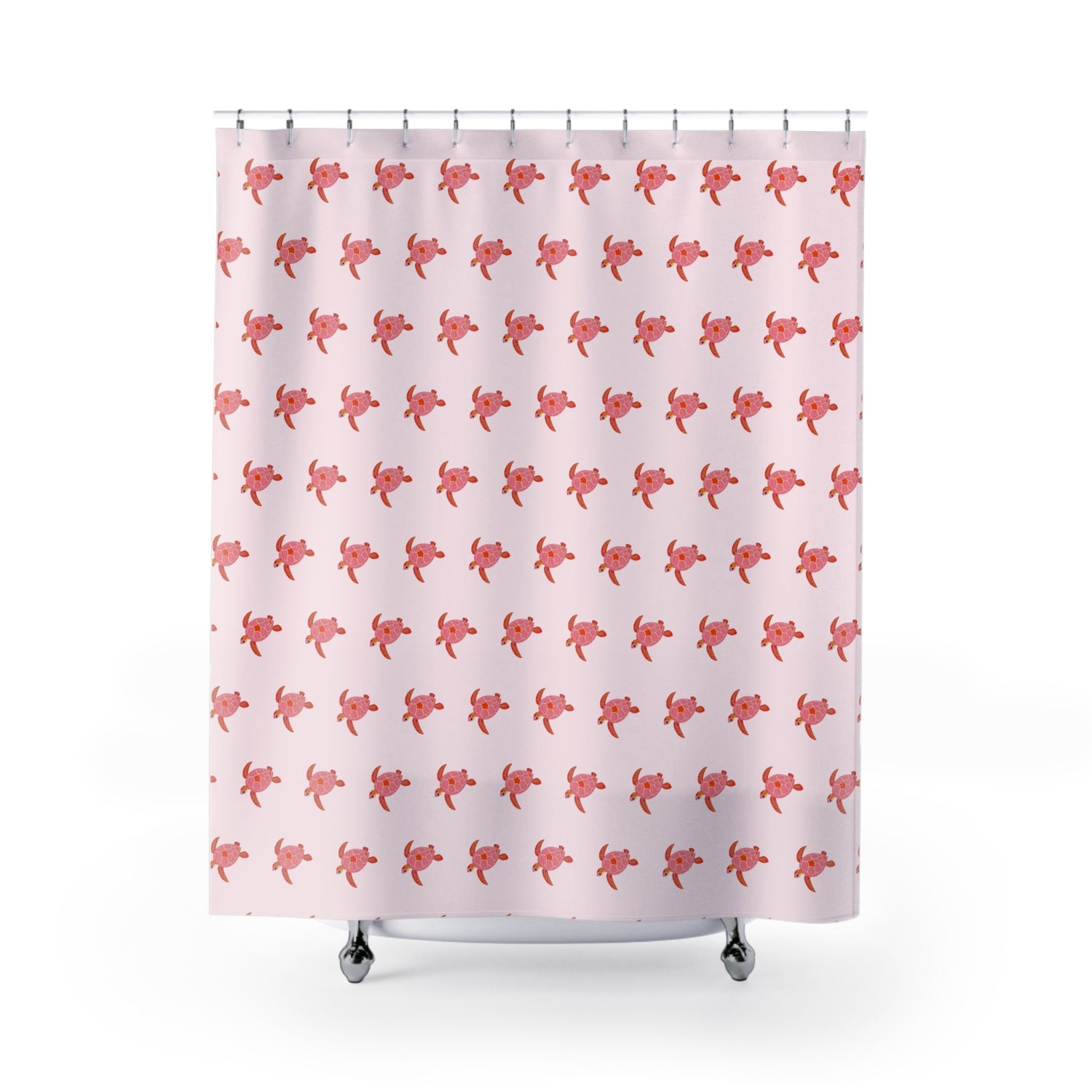 Fun Pink Sea Turtle Shower Curtains - Coastal Bathroom Decor