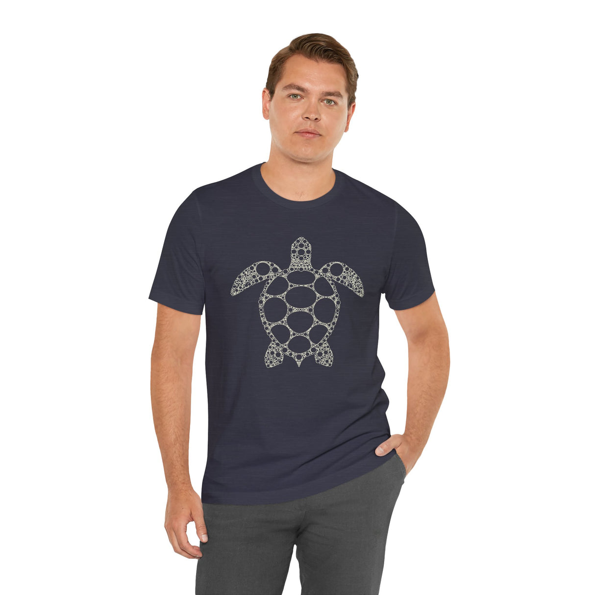 Sea Turtle Detailed Circle Graphic Tee White Ink - 6 Colors