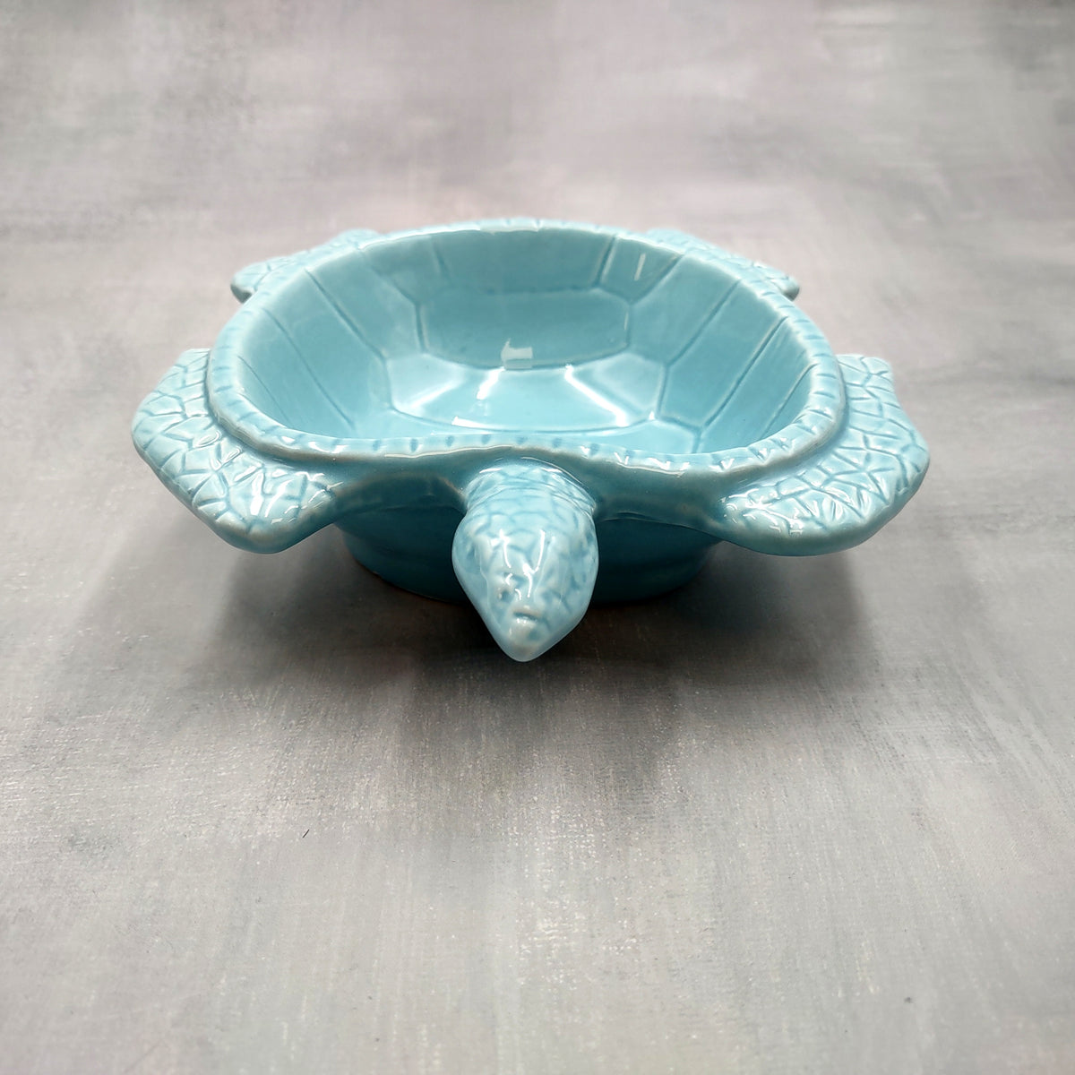 Sea Turtle Powder Blue Bowl (1 dish approx. 6.75+ inches) Blue Sea Turtle Ceramic Dish for gifting jewelry trinkets & candy!