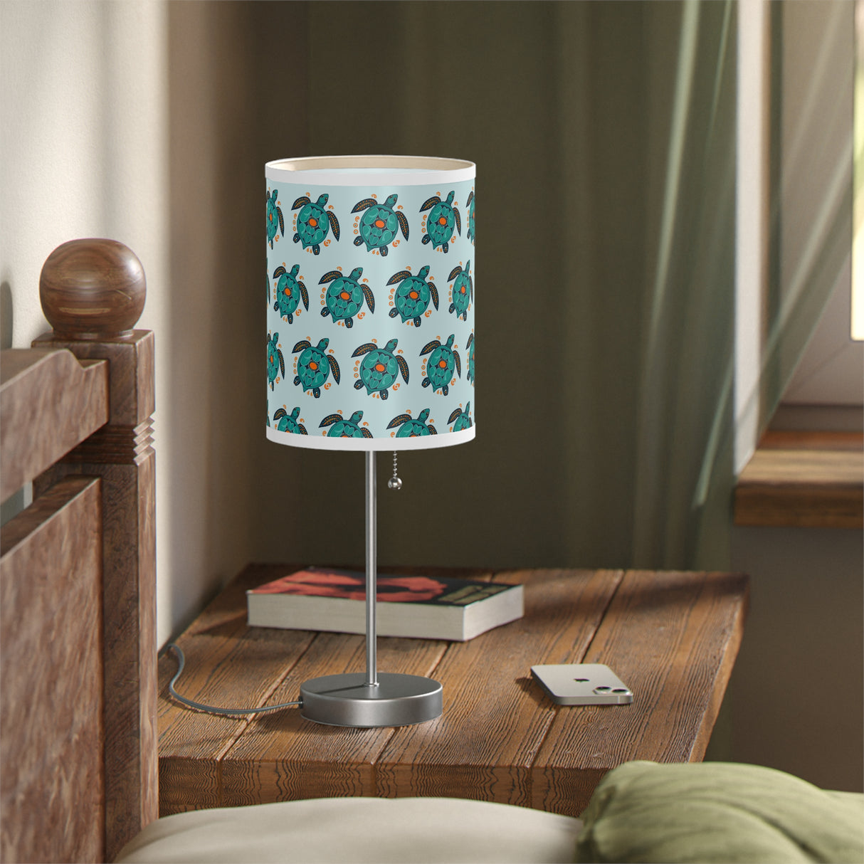Blue Sea Turtle Pattern Table Lamp