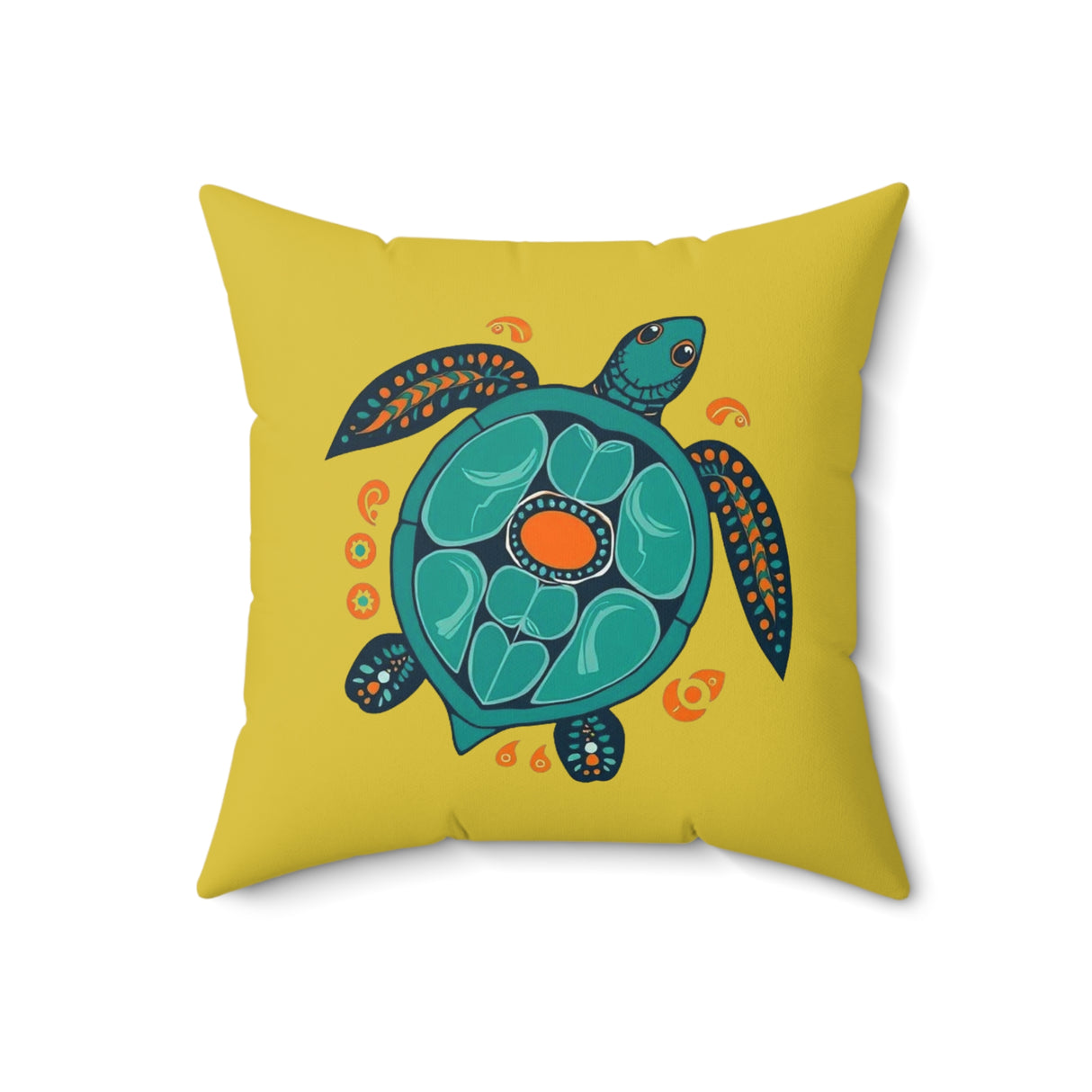 Blue Turtle Boho Sea Turtle Pillow, Faux Suede Pillow - 4 sizes