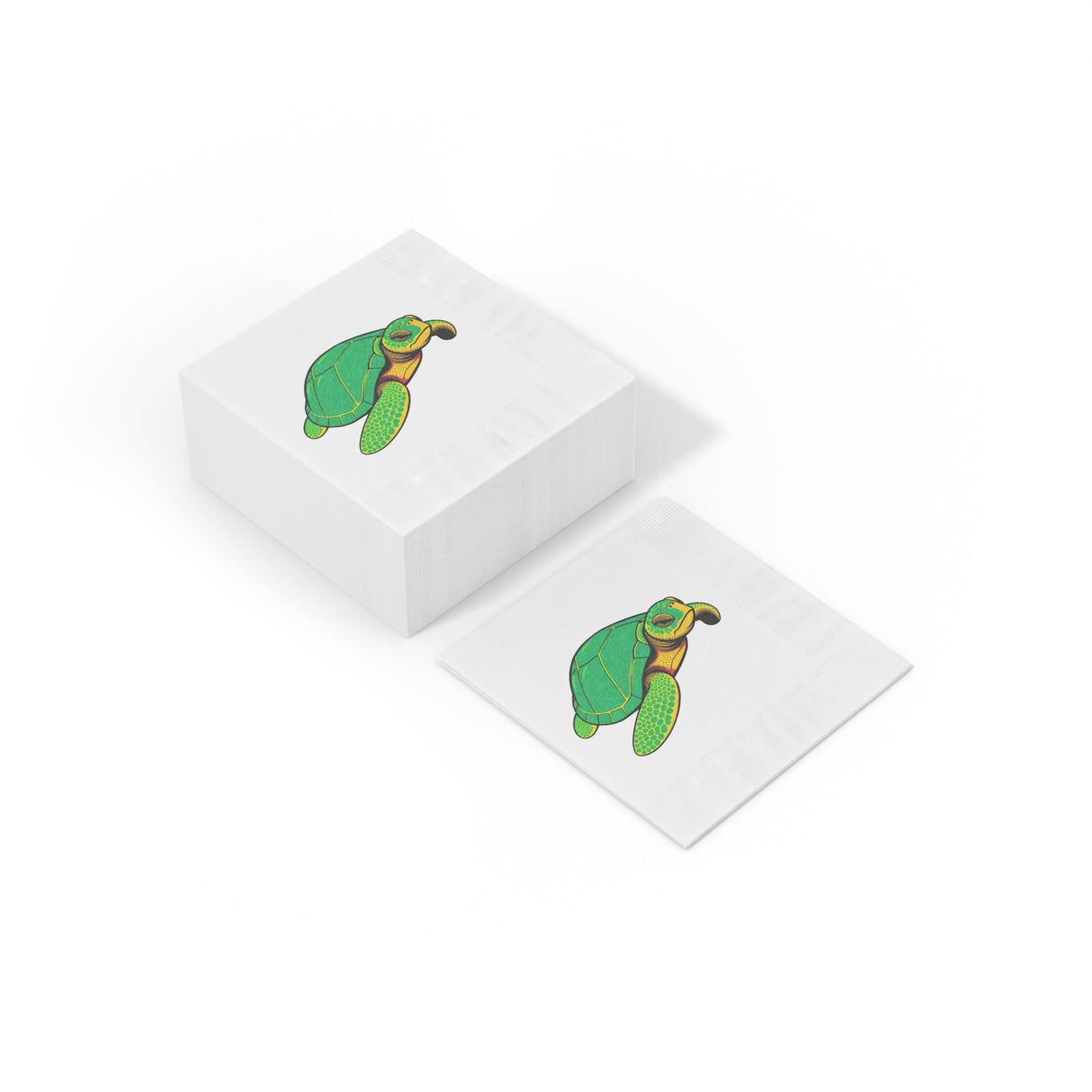 Green Cartoon SeaTurtle-Themed Cocktail Napkins