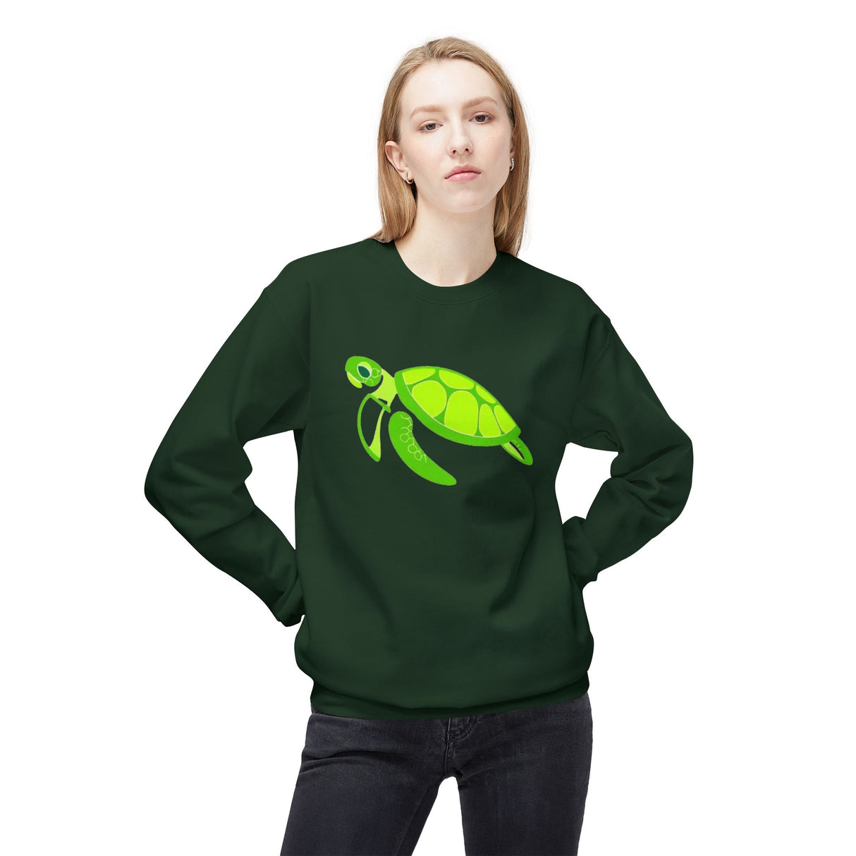 Neon Green Sea Turtle Sweatshirt