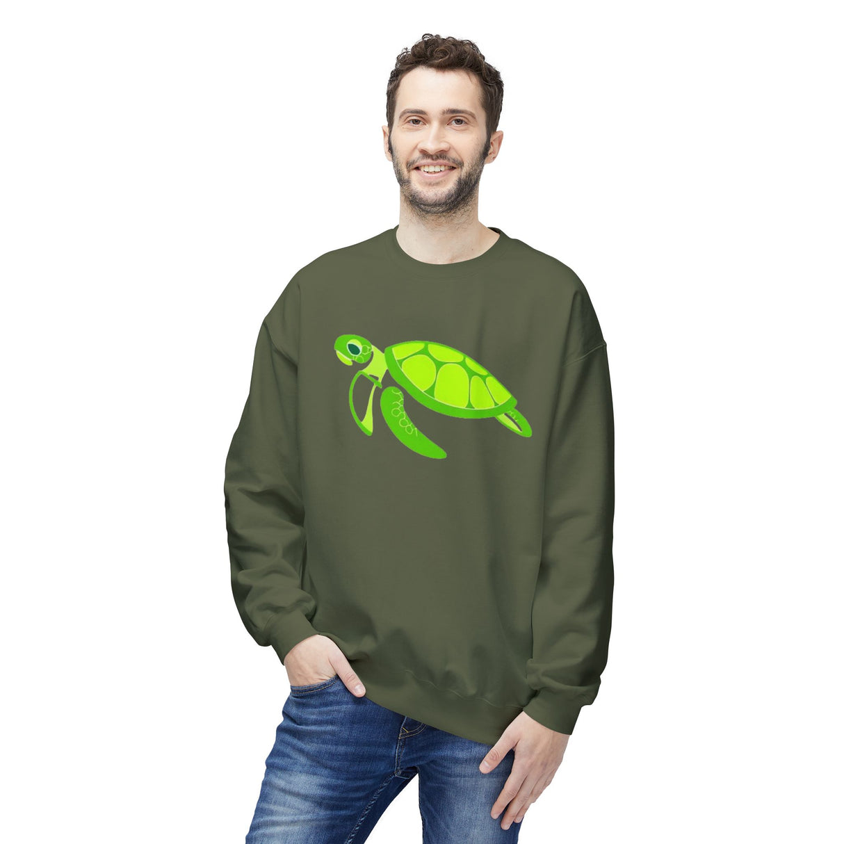 Neon Green Sea Turtle Sweatshirt