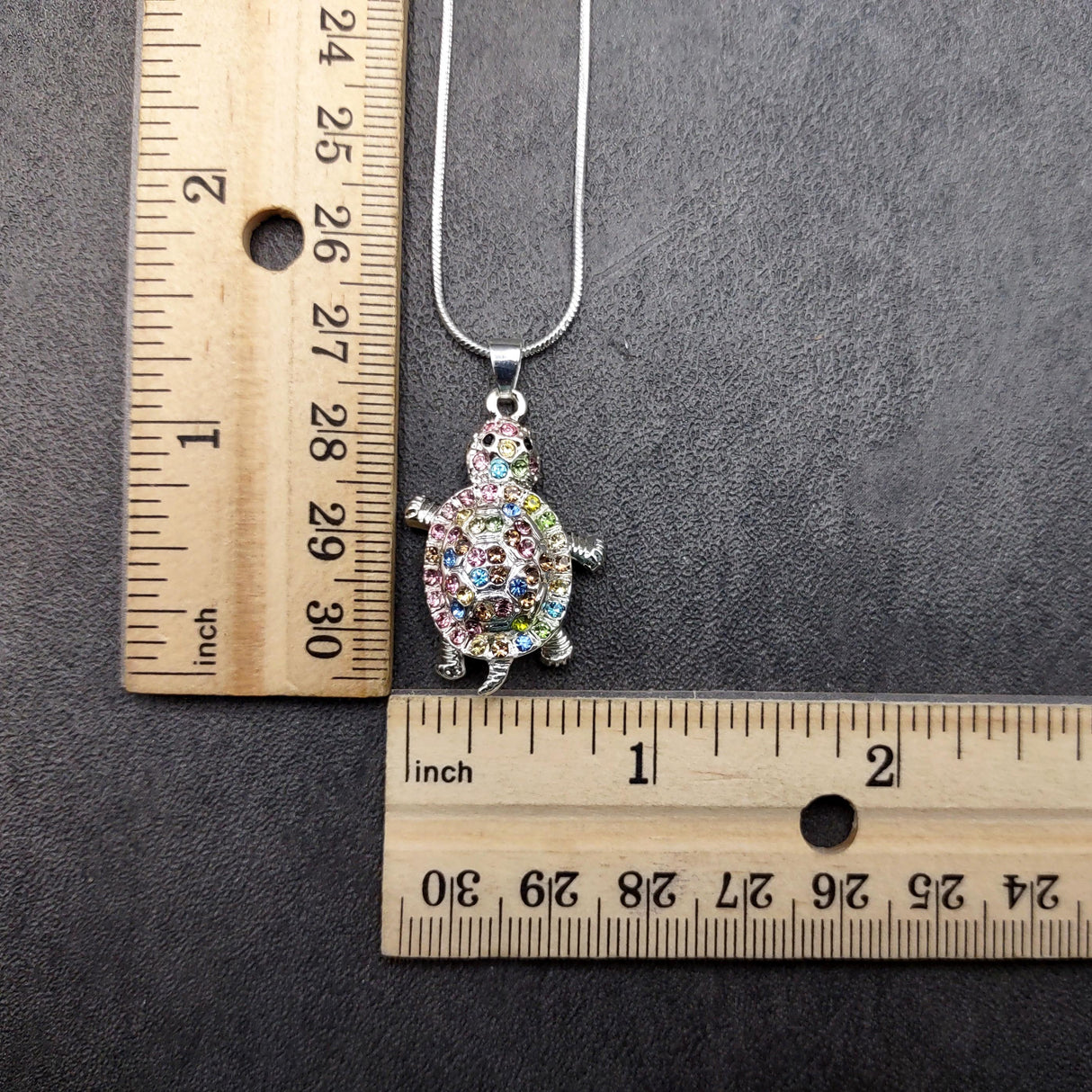 Multi Color Sea Turtle Necklace Rhinestone Pendant (approx. 16+ inches AROUND) Colorful Sea Turtle Jewelry a gift for ocean life enthusiast!