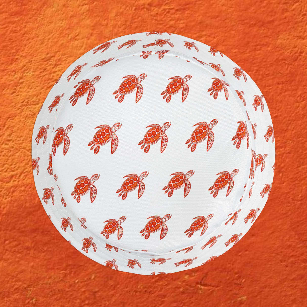 White Red Sea Turtle Pattern Bucket Hats - Large Sizes Available