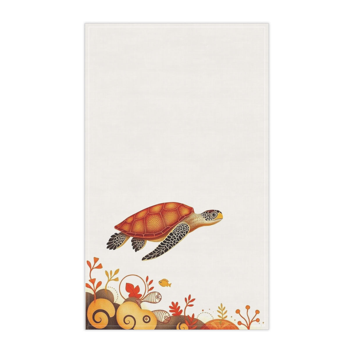 Swimming Orange Sea Turtle Tea Towel (cotton, poly)