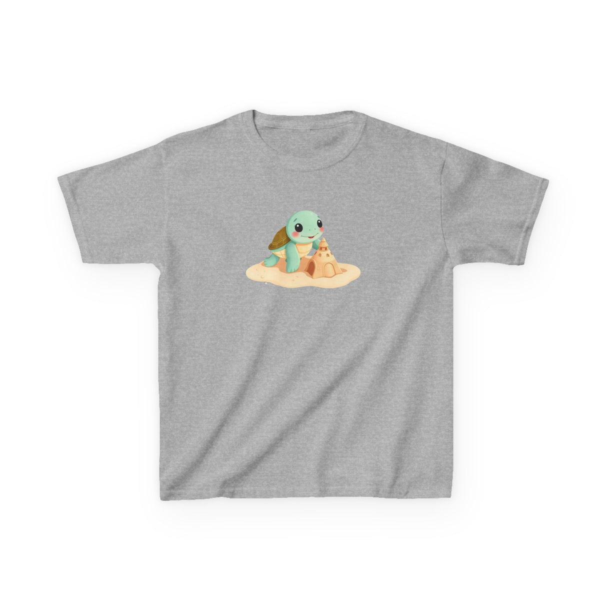 Kids Cute Baby Sea Turtle Sand Castle Cartoon Tee - 8 colors