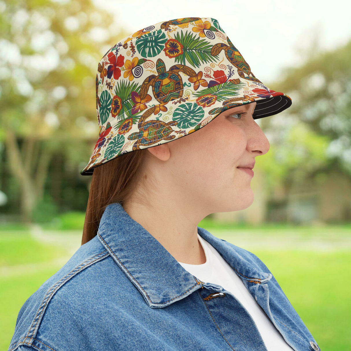 Tiki Tones Sea Turtle Pattern Bucket Hats - Large Sizes Available