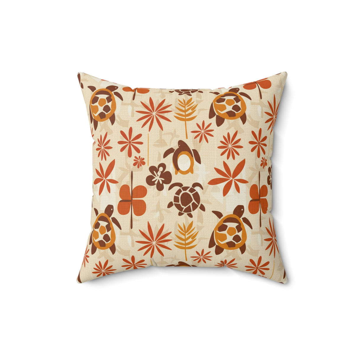 Burnt Orange Tiki Sea Turtle Pillow, Faux Suede Pillow - 4 sizes