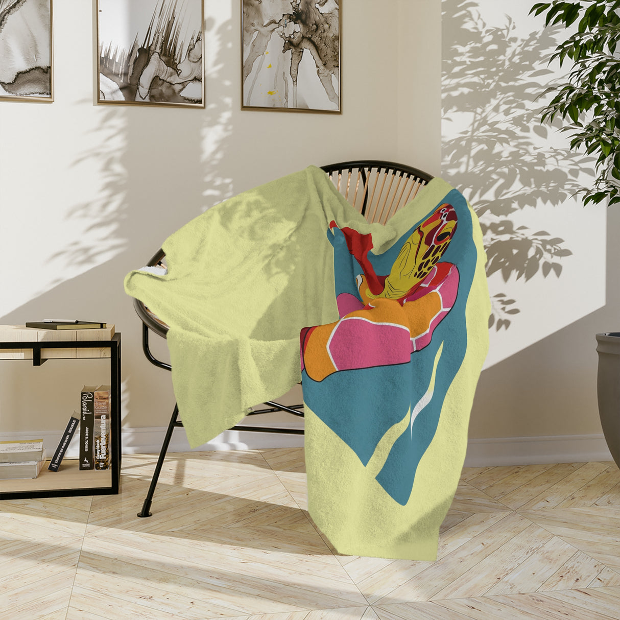 Colorful Pop Art Sea Turtle -Themed Velveteen Microfiber Blanket - 3 Sizes