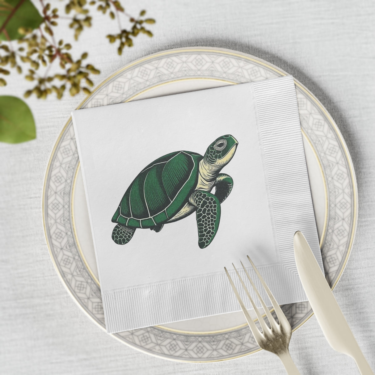 Pen and Ink SeaTurtle-Themed Cocktail Napkins