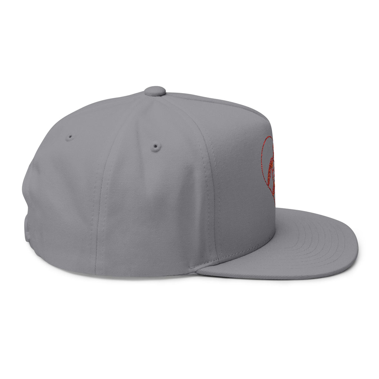 Red Sea Turtle Heart Embroidered Flat Bill Cap