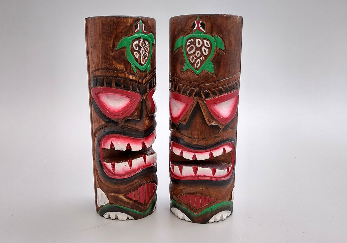 Tropical Tiki Face Totem Large Painted Turtle (1 pole approx. 8 inches tall) Painted Tiki Face Totem Pole for tiki island home decor!
