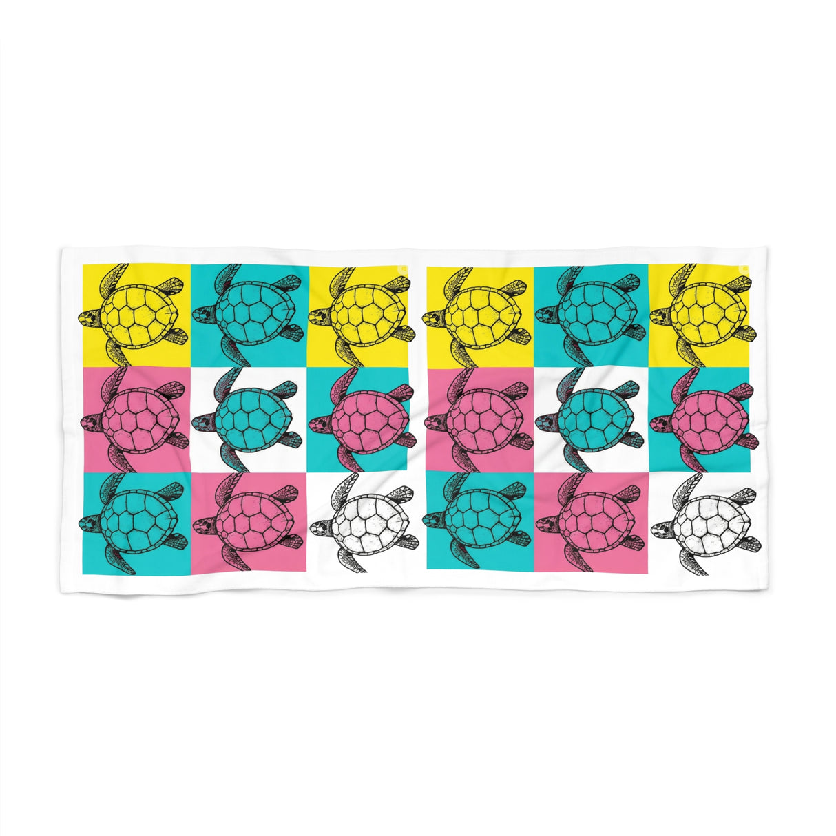 Pink Teal Yellow Pop Art Sea Turtle Beach Towel
