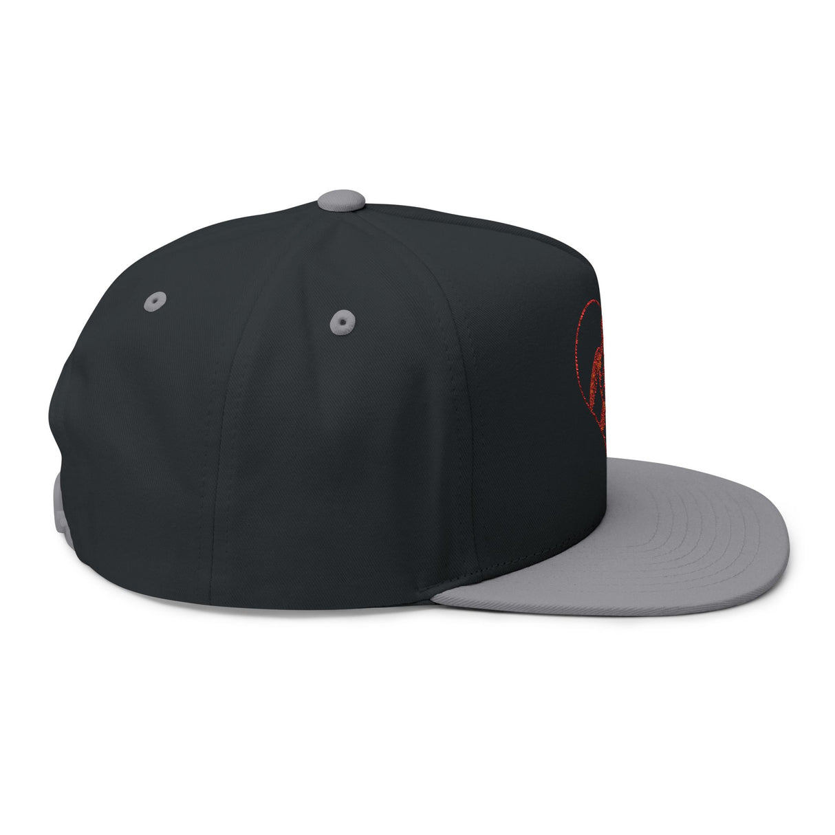 Red Sea Turtle Heart Embroidered Flat Bill Cap