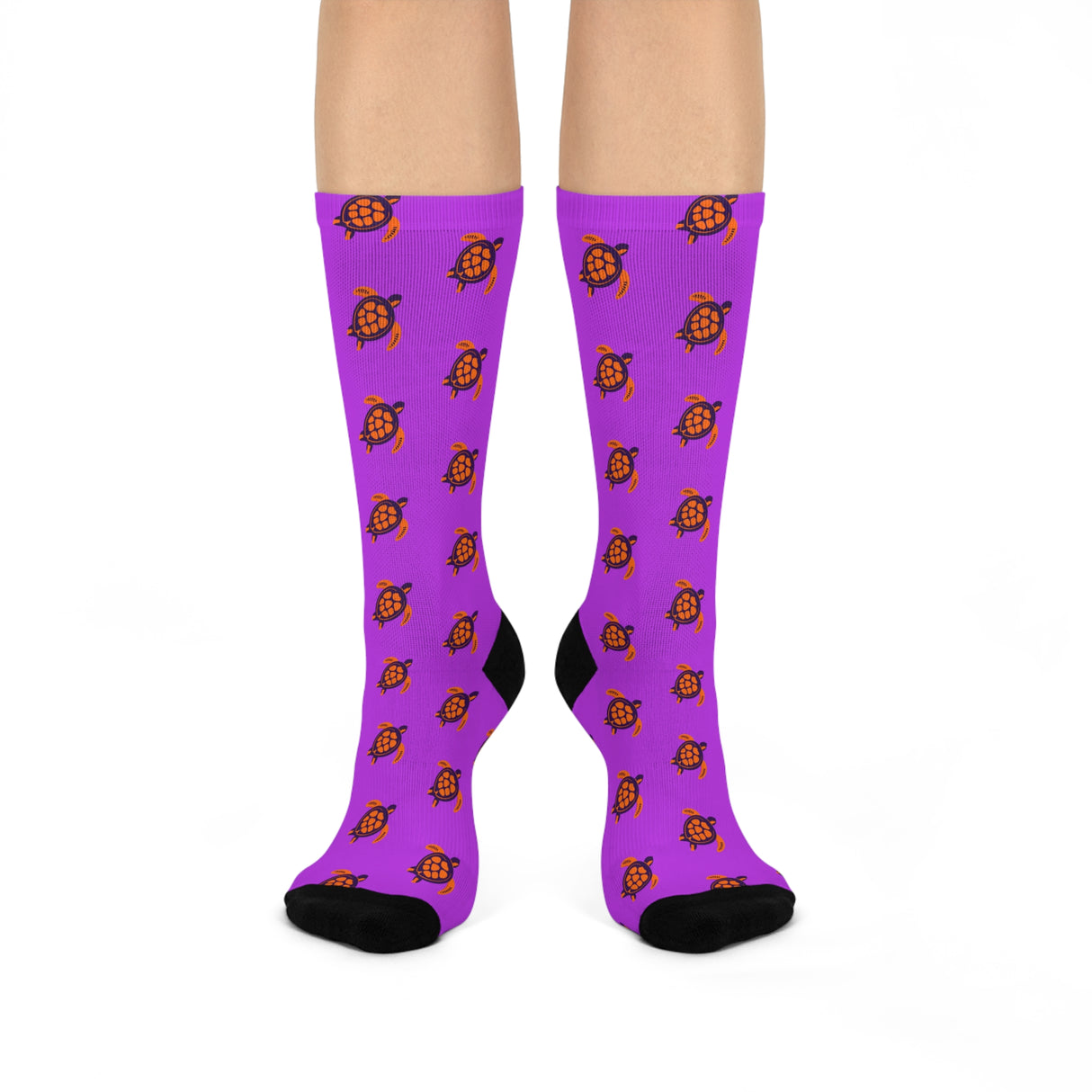 Violet and Orange Sea Turtle Cushioned Crew Socks