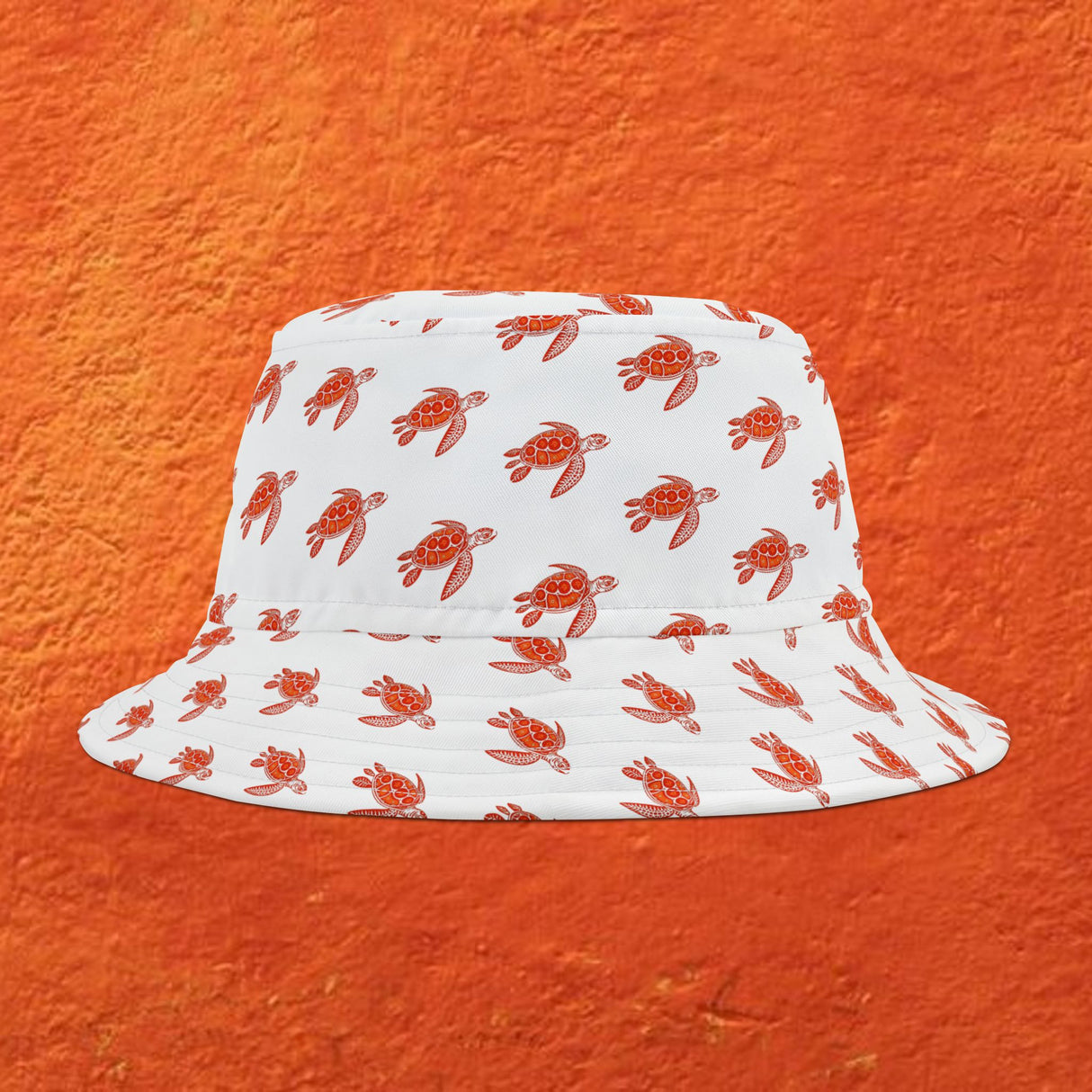 White Red Sea Turtle Pattern Bucket Hats - Large Sizes Available